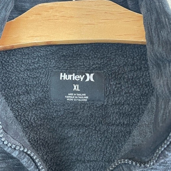 Hurley 1/4 Zip Fleece Lined Long Sleeve Black Hoodie Pullover Fleece XL - EUC - Picture 4 of 8